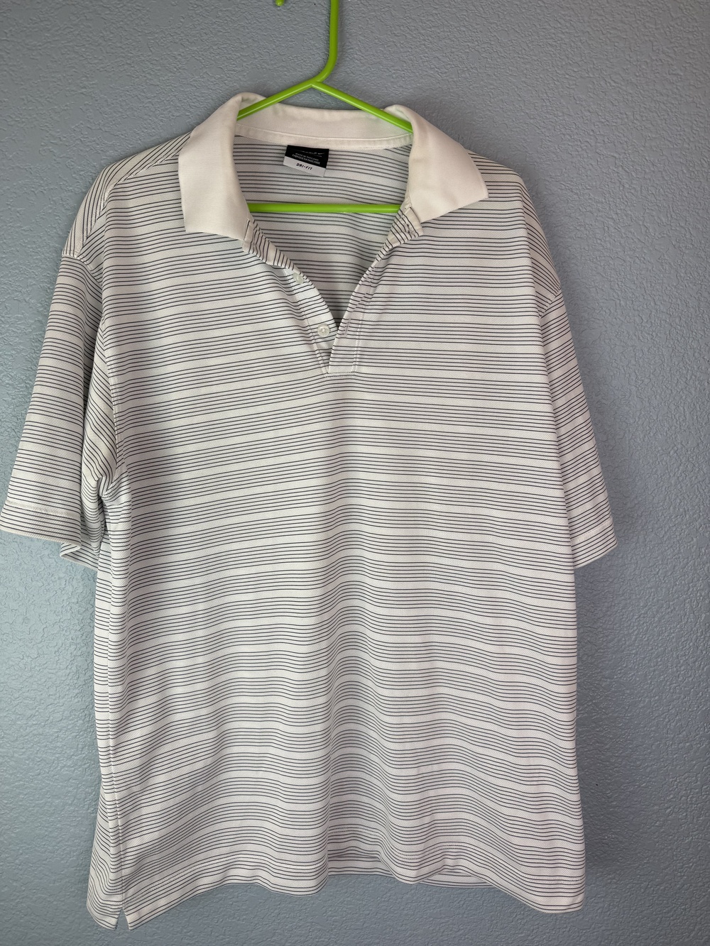Nike Golf Polo Shirt Mens Large Dri-Fit Striped Performance Lightweight Breathab